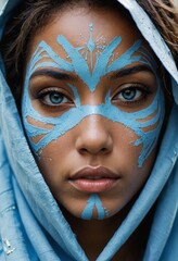 Canvas Print - Blue Face Paint Portrait