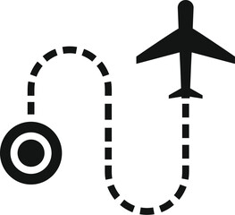 Poster - airplane flight path vector illustration icon with dotted line for aviation and airline travel conce