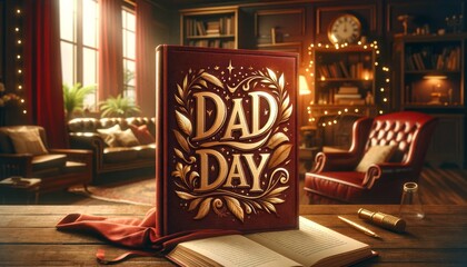 Father's Day 2024 gift box, template for love dad vecter illustration red book