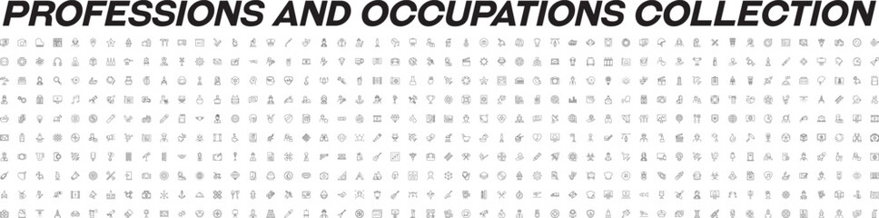 Wall Mural - collection of line icons of occupation and profession. suitable for books, stores, shops. editable s