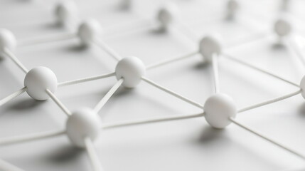 Wall Mural - a high-key close-up depicting a conceptual network with interconnected nodes, symbolizing communicat