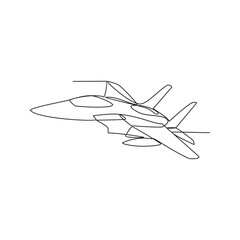 Wall Mural - One continuous line drawing of airplane as air vehicle and transportation Vector illustration. Air transportation design in simple linear vector style. Non coloring vehicle design concept illustration