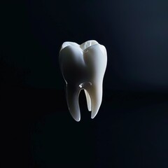 The illustration features a tooth against a black background, serving as a template design element. 