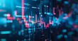 © DWN Media - A stock market graph with candlestick chart and financial data, dark blue background.