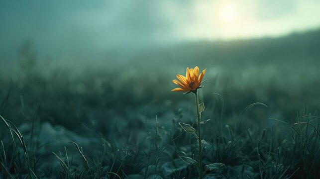 A single flower blooming in a field, illustrating the beauty and individuality of freedom