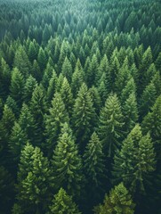  Captivating aerial perspective showcasing a vast expanse of tall green pine trees, the dynamic composition and natural lighting reminiscent of the iconic imagery often featured in National