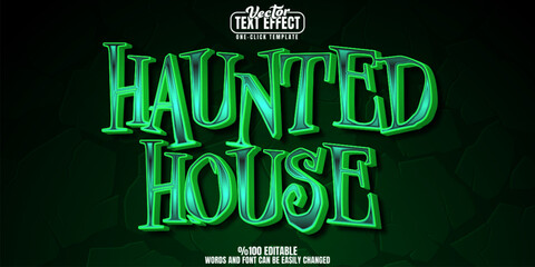 Wall Mural - Haunted editable text effect, customizable house and horror 3d font style