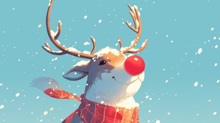 Sticker - Celebrate the holidays with those iconic Christmas reindeer showcasing a distinctive red nose