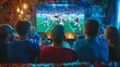 © Space Priest - A group of people are watching a football game on a television, football on TV