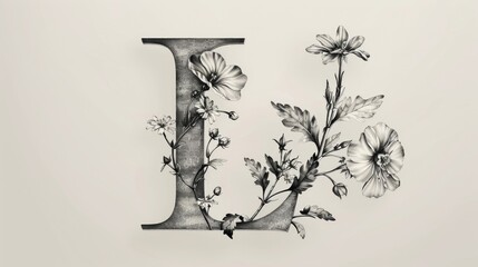 Wall Mural - Simple black and white drawing of the letter L. Suitable for educational materials or graphic design projects