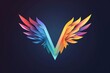 © Ева Поликарпова - Vibrant letter V with wings on a dark backdrop, suitable for various design projects