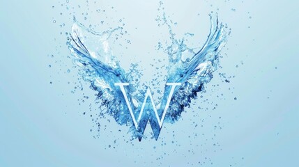 Wall Mural - A vibrant blue water splash with the letter 