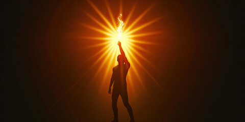 Canvas Print - Revolution (Black): A figure with a raised torch, symbolizing the spark of revolution and change.