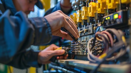 Wall Mural - mechanics repairing malfunctioning equipment