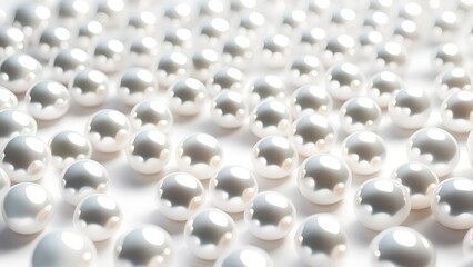 Aufkleber - White and golden pearls, beads, 3d render balls, sphares, round shapes backgorund.