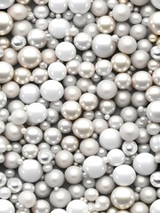 Aufkleber - White and golden pearls, beads, 3d render balls, sphares, round shapes backgorund.
