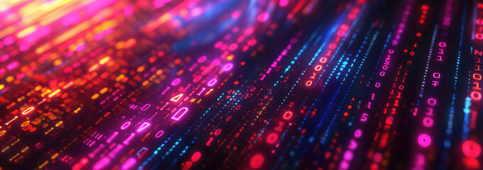 Purple Program Code Data Stream on Computer