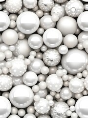 Aufkleber - White and golden pearls, beads, 3d render balls, sphares, round shapes backgorund.