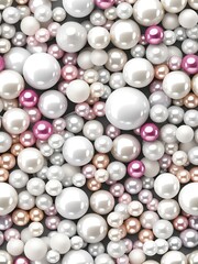 Aufkleber - White and golden pearls, beads, 3d render balls, sphares, round shapes backgorund.