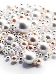 Aufkleber - White and golden pearls, beads, 3d render balls, sphares, round shapes backgorund.