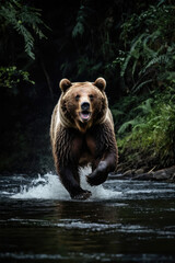 Wall Mural - Bear's attack, Realistic images of wild animal attacks