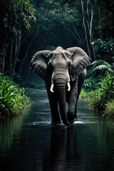 Wall Mural - walking elephant, realistic images of wild animal