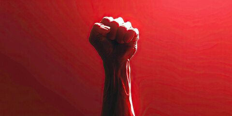 Wall Mural - Resistance (Red): A figure with a raised fist, symbolizing resistance and determination