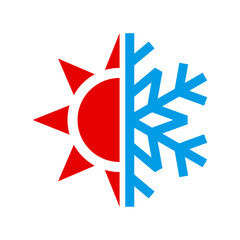 Wall Mural - hot or cold icon. sun and snowflake icon