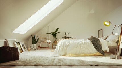 Canvas Print - modern attic bedroom interior design