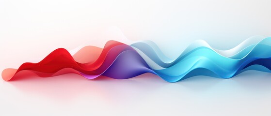 Wall Mural - tridimensional abstract banner illustration of floating waves in blue and red isolated on a white background