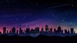 © Dekastro - abstract illustration of a city skyline silhouette with a starry sky and a gradient background