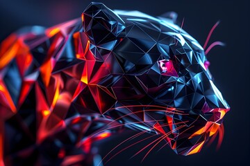 Canvas Print - Faceted Animal Figure in a Futuristic and Sleek Digital 3D