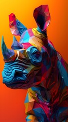 Wall Mural - Polygon-Infused Geometric Animal in Dynamic and Vibrant Visual Composition