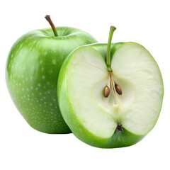 Wall Mural - green apple halves isolated on white background