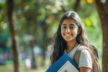 Poster - young indian girl student happy smile.