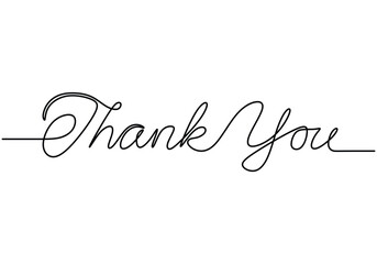 Wall Mural - Thank you handwritten inscription. One line drawing phrase hand writing calligraphy card lettering.