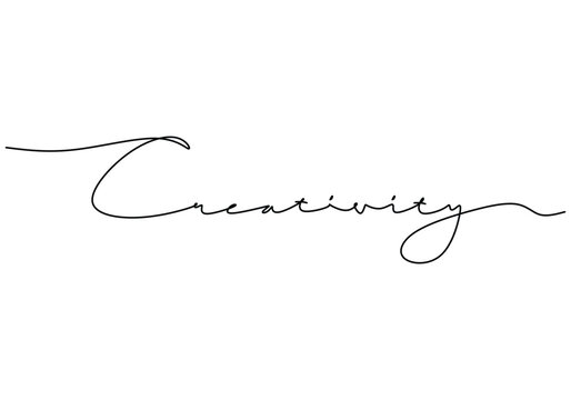 Creativity handwritten inscription. One line drawing phrase hand writing calligraphy card lettering.
