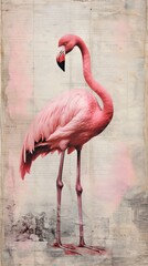 Wall Mural - Wallpaper ephemera pale Flamingo flamingo animal bird.