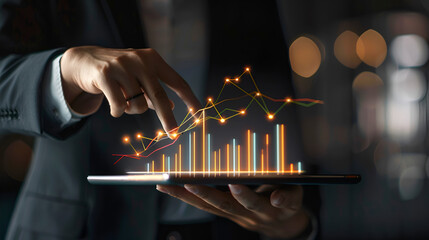 Businessman plan graph growth and increase chart, generative AI