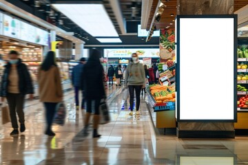 Sticker - Stand billboard mockup supermarket shop food.