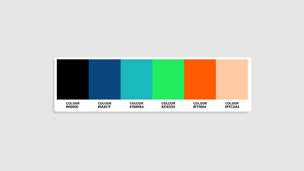 modern Color Guide Palette with Color Names. Catalog Samples colour with RGB HEX codes and Names. Poster and background Colors Palette Vector, Poster Color Palette, Fashion Trend playful Color Palette