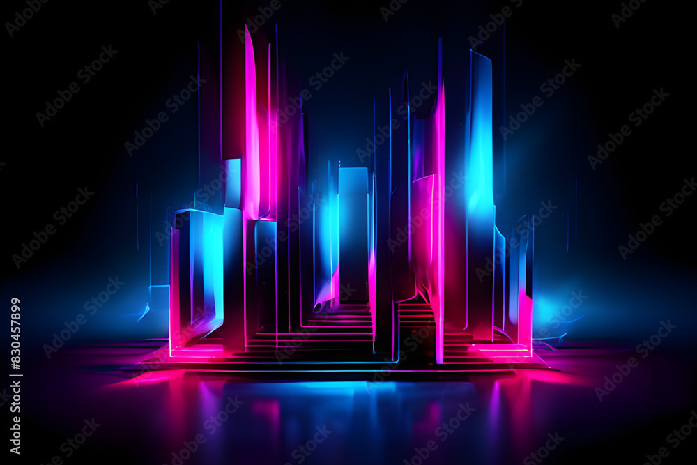 Abstract background image with blue and red neon look in the dark ...