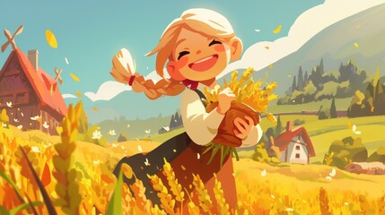Wall Mural - A delightful cartoon character named Farmer Honey Spoon is at the heart of the story