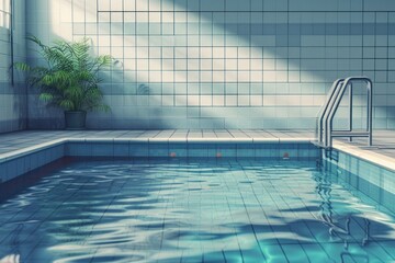 Canvas Print - Empty pool stage outdoors architecture reflection.