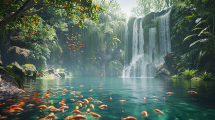 Wall Mural - waterfall in the forest