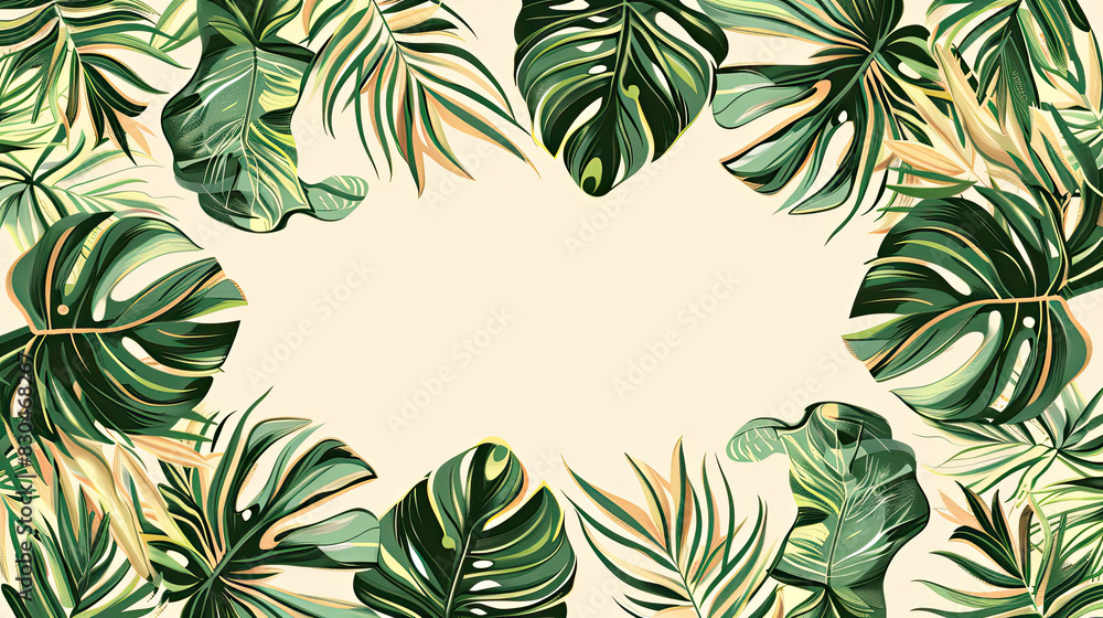 Tropical Leaf Border Design with Empty Center generated with AI Stock ...