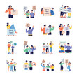 © Prosymbols - Set of People with Placards Flat Illustrations
