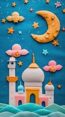 Poster - Wallpaper of felt eid mubarak craft art representation.