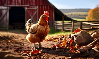 Chickens on the farm, Ai Generated