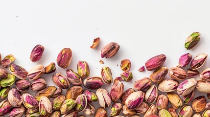 Wall Mural - Pistachios in shell roasted and salted set against a white backdrop